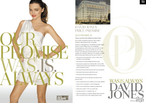 David Jones price-matching policy ad