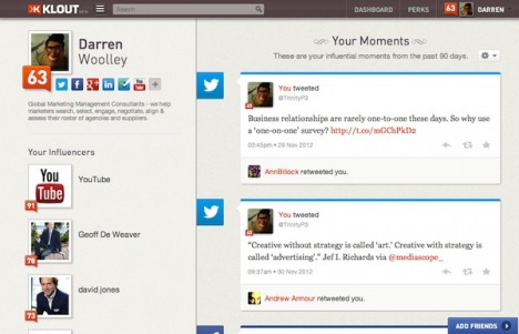 Klout score