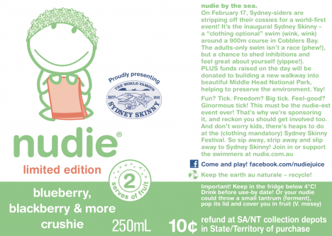 Nudie drink label