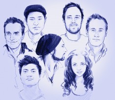 Top row - Marco Eychenne, Yuji Sekiya, Karl Reynolds and Tony Wall; middle row - Jérome Gaslain; bottom row: Etienne Ancelet and Danielle White