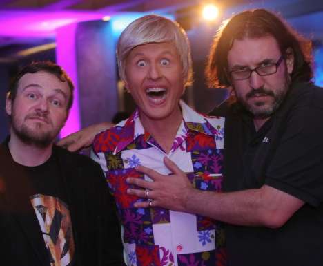 Mumbrella editor Tim Burrowes, presenter Bob Downe and Naked's Adam Ferrier
