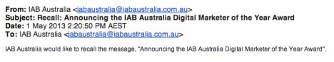 iab recall email