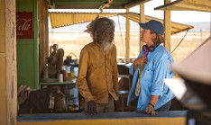 DAVID GULPILIL as JAGAMARRA and Director CATRIONA McKENZIE behind the scenes of SATELLITE BOY. A Satellite Films production. Photo by Matt Nettheim _SAB2097
