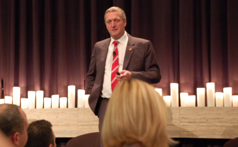 Jonathan Rigby speaking to the 