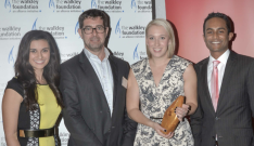 L-R: Jamila Rizvi of Mamamia, Bruce Meagher of Foxtel,Ashley Argoon and Jeremy Fernandez ABC
