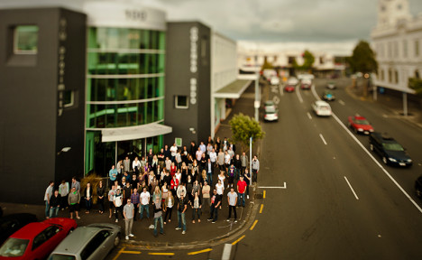 The staff of Colenso BBDO outside their office.