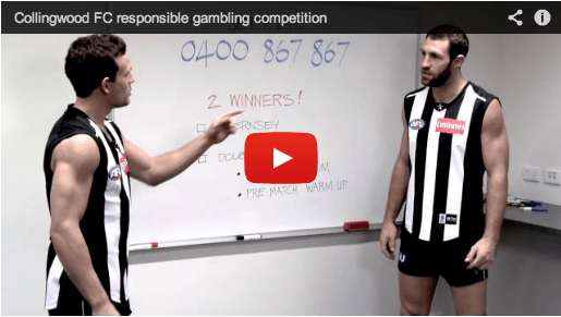 Collingwood campaigns for responsible gambling. With a lucky draw