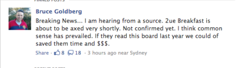 Facebook 2UE breakfast rumour