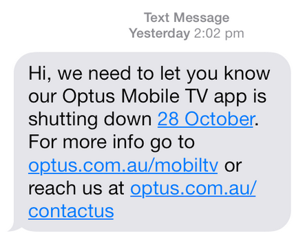 Optus closes mobile TV app due to lack of demand