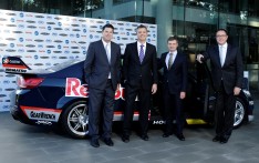 L to R Ten Network's Hamish McLennan, V8 Supercars' James Warburton, Foxtel's Richard Freudenstein, FOX SPORTS' Patrick Delany