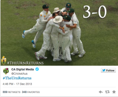 Cricket Australia tweeted victory at 4.46pm