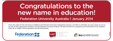 FedUni congratulations from Cubed