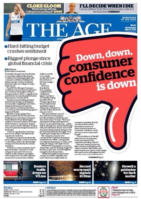 Age big red hand front page