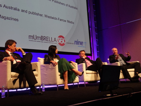 (l-r) Peter Zavec (Pac Mags), Nicole Sheffield (NewsLifeMedia), Matt Stanton (Bauer Media), Geoff Field (Publishers Australia)