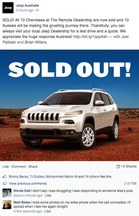 Jeep Australia competition screen shot