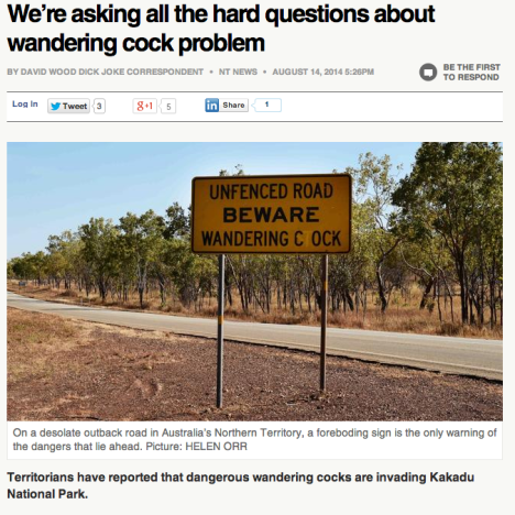 NT News dick joke correspondent