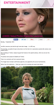 The article was later amended with clothed images of Lawrence 