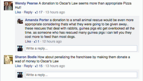 Facebook Pizza Hut free pet promotion comments