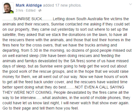 Mark Aldridge Facebook post 1