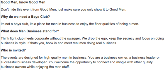 Finally – a secret club for businessmen who fear women flirting with them