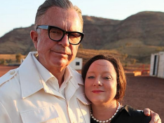 Sam Neil and Mandy McElhinney as Lang Hancock and Gina Rinehart in House of Hancock