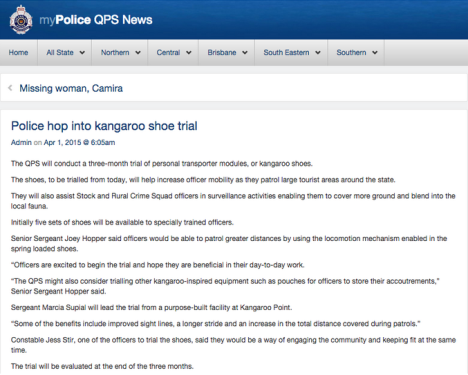 April fools Qld police