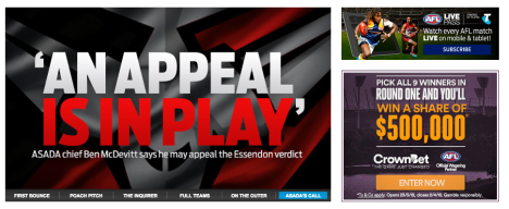 AFL.com.au asada coverage