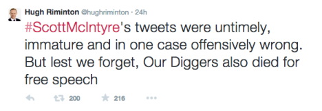 Hugh Riminton McIntyre Tweets