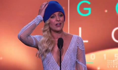 Carrie Bickmore Gold Logie beanie tribute