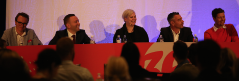 The Great Convergence panel: (l-r) Matthew Gain, Edelman; Mat Baxter, UM; Karalee Evans; Anthony Freedman, One Green Bean/Host; Steve Coll, Droga5 (now With Collective)