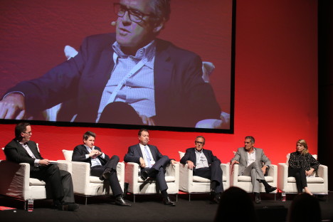 State of Streaming Session at Mumbrella 360. L:R Nic Christensen, Stan's Mike Sneesby, Presto's Shaun James, Quickflix's Stephen Langsford, FetchTV's Scott Lorson, Ten's Rebekah Horne