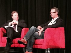 Mark Hollands, Newspaper Works CEO, and Jason Washing at the Future Forum event