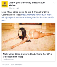 One of the posts upload on the UNSW page on the weekend.
