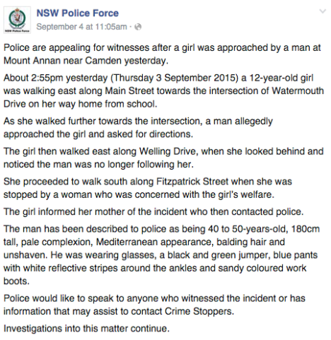 nsw police facebook directions mediterranean