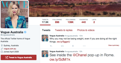 Vogue Twitter account
