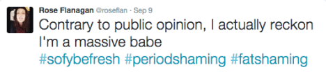 Actress Rose Flanagan who played 'Period Self' responded to people describing her as fat on Twitter