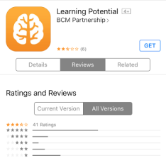 Astroturfing: BCM staff left 5-star reviews of the Learning Potential app