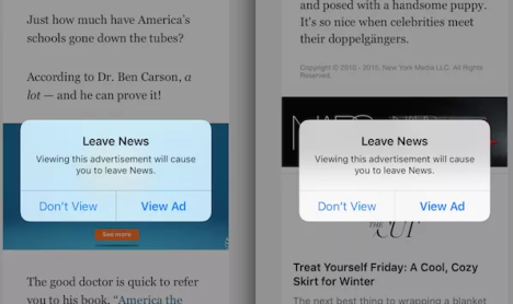 Apple news ad warning