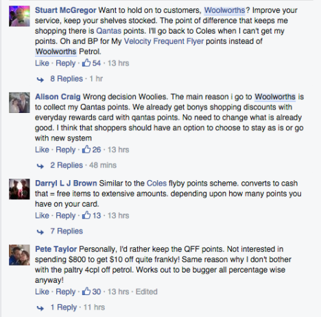 Woolworths QFF backlash