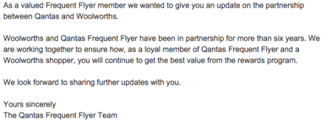 qantas woolworths frequent flyer QF