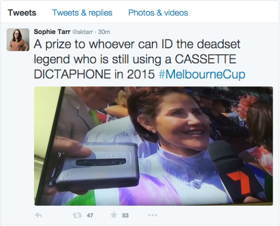 Veteran or hipster: who used a cassette recorder to interview the Melbourne Cup winner?