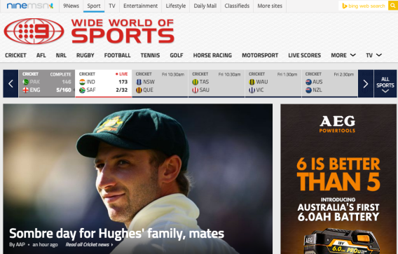 Nine relaunches Wide World of Sport website with live scores and more video content