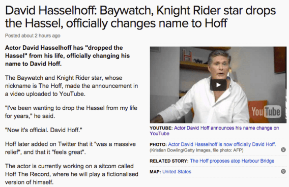 The Hoff causes Hassel for the flip-flopping media