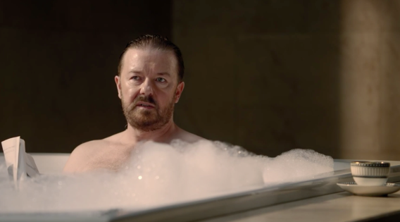 Ricky Gervais is back in the bath for his laziest ad yet in latest effort for Optus