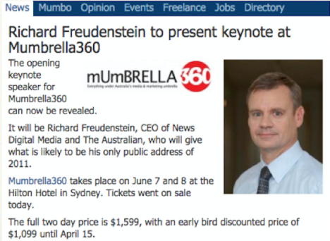 mumbrella360 2011 freudenstein announcement