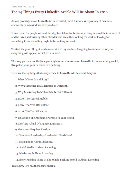 LinkedIn topics for 2016