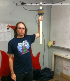 Ando with his media-attracting radio frequency equipment