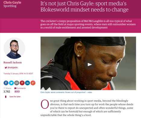 Russell Jackson Chris Gayle Guardian