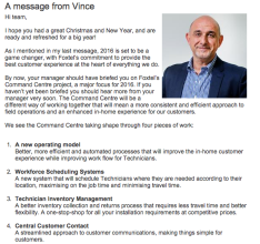 Buscema's email to staff introducing the Command Centre project. 