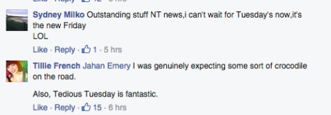 tedious tuesday NT news love